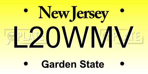 L20WMV New Jersey License Plate