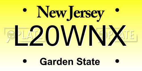 L20WNX New Jersey License Plate