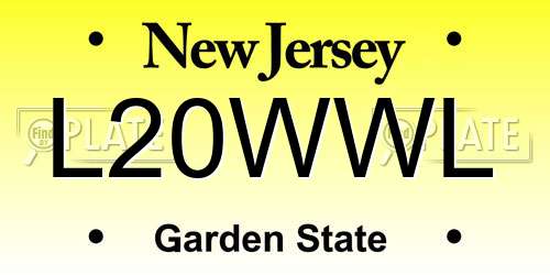 L20WWL New Jersey License Plate