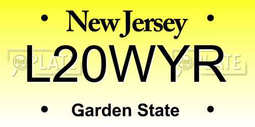 L20WYR New Jersey License Plate