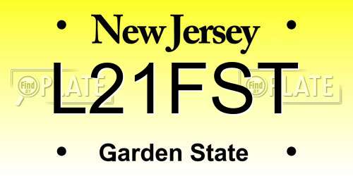 L21FST New Jersey License Plate