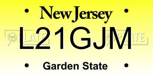 L21GJM New Jersey License Plate