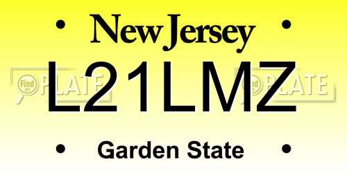 L21LMZ New Jersey License Plate
