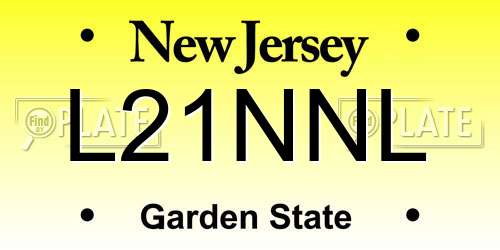 L21NNL New Jersey License Plate