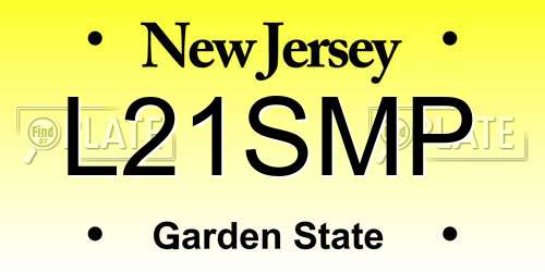 L21SMP New Jersey License Plate