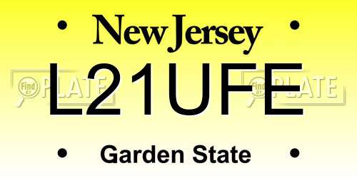 L21UFE New Jersey License Plate
