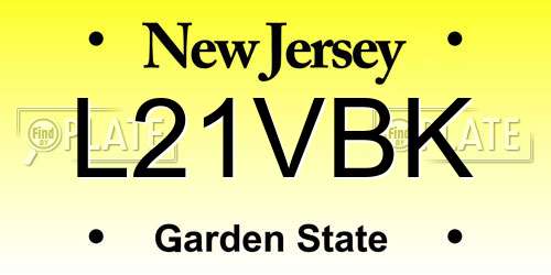 L21VBK New Jersey License Plate