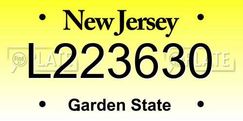 L223630 New Jersey License Plate