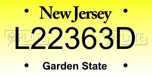 L22363D New Jersey License Plate