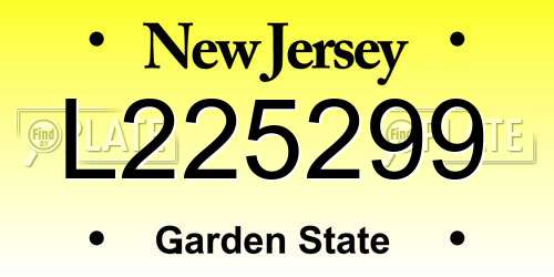 L225299 New Jersey License Plate