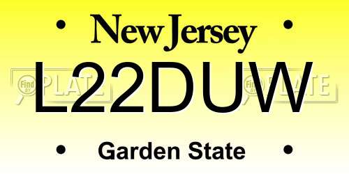 L22DUW New Jersey License Plate