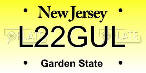 L22GUL New Jersey License Plate