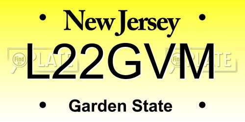 L22GVM New Jersey License Plate