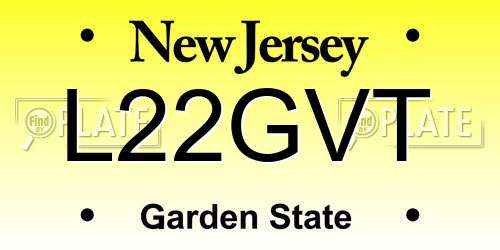 L22GVT New Jersey License Plate