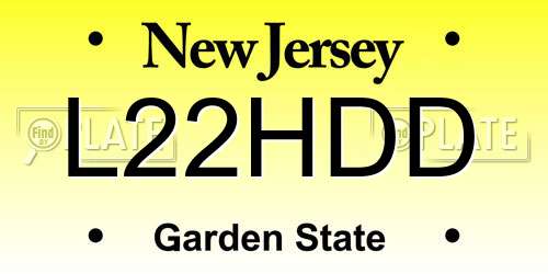 L22HDD New Jersey License Plate