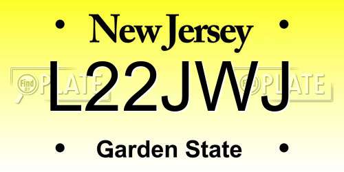 L22JWJ New Jersey License Plate