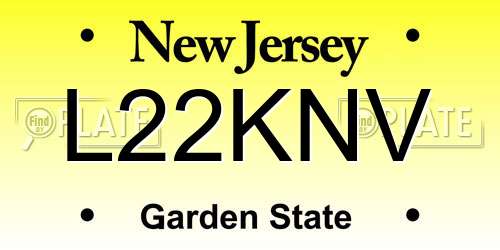 L22KNV New Jersey License Plate