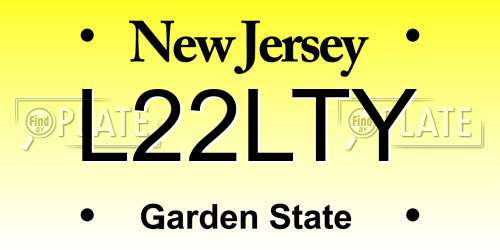 L22LTY New Jersey License Plate