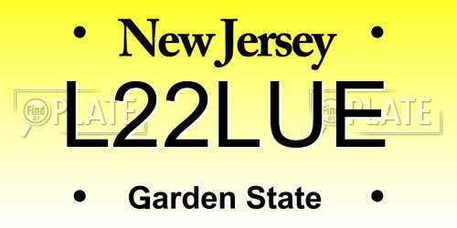 L22LUE New Jersey License Plate