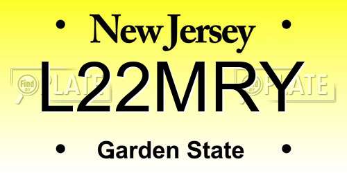 L22MRY New Jersey License Plate