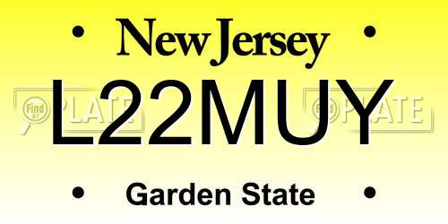 L22MUY New Jersey License Plate