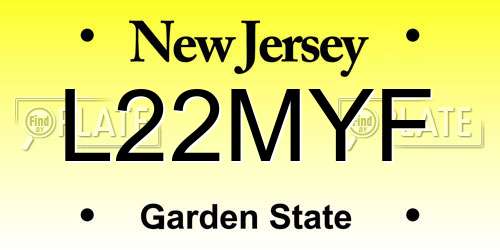 L22MYF New Jersey License Plate