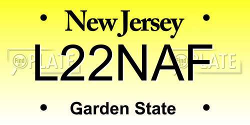 L22NAF New Jersey License Plate