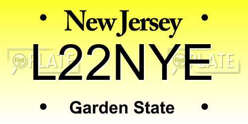 L22NYE New Jersey License Plate