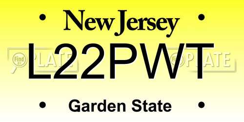 L22PWT New Jersey License Plate