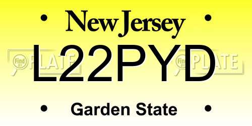 L22PYD New Jersey License Plate