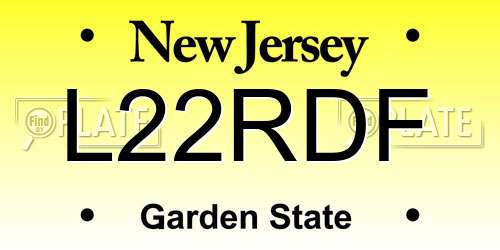L22RDF New Jersey License Plate