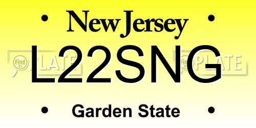 L22SNG New Jersey License Plate