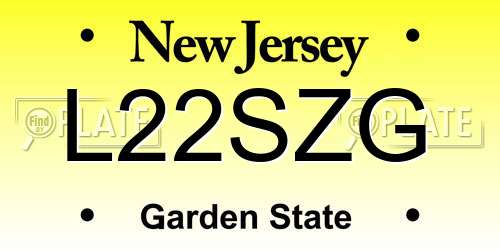 L22SZG New Jersey License Plate
