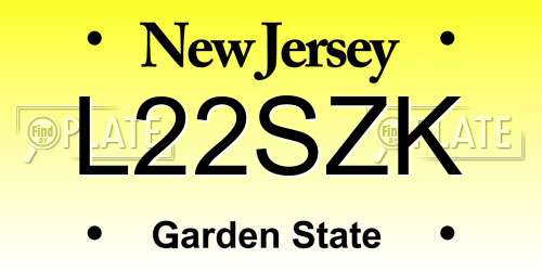 L22SZK New Jersey License Plate