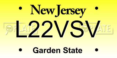 L22VSV New Jersey License Plate