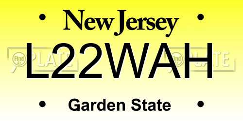 L22WAH New Jersey License Plate