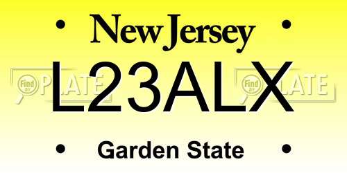 L23ALX New Jersey License Plate