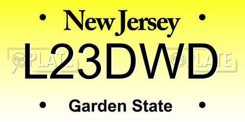 L23DWD New Jersey License Plate