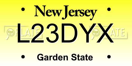 L23DYX New Jersey License Plate