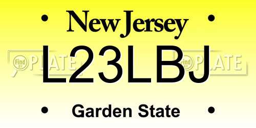 L23LBJ New Jersey License Plate