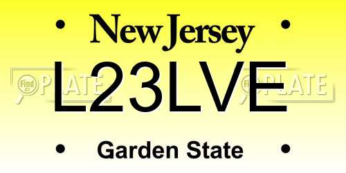 L23LVE New Jersey License Plate