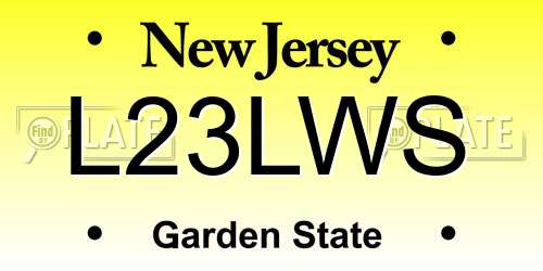 L23LWS New Jersey License Plate