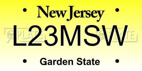 L23MSW New Jersey License Plate