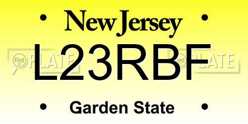 L23RBF New Jersey License Plate