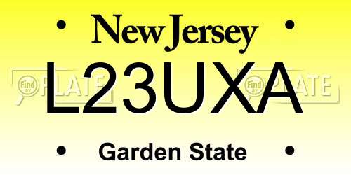 L23UXA New Jersey License Plate