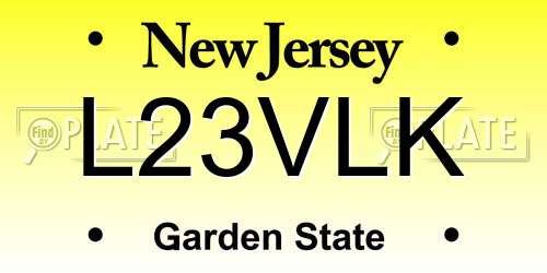 L23VLK New Jersey License Plate