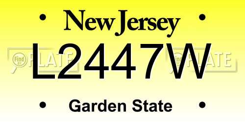 L2447W New Jersey License Plate