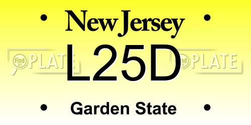 L25D New Jersey License Plate