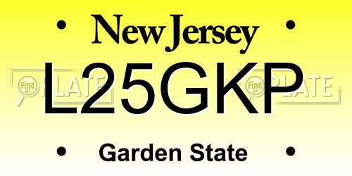 L25GKP New Jersey License Plate