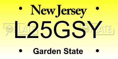 L25GSY New Jersey License Plate